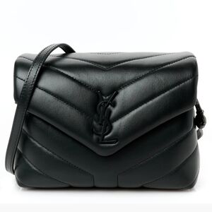 YSL Calfskin Y Quilted Monogram Monochrome Toy Loulou Crossbody